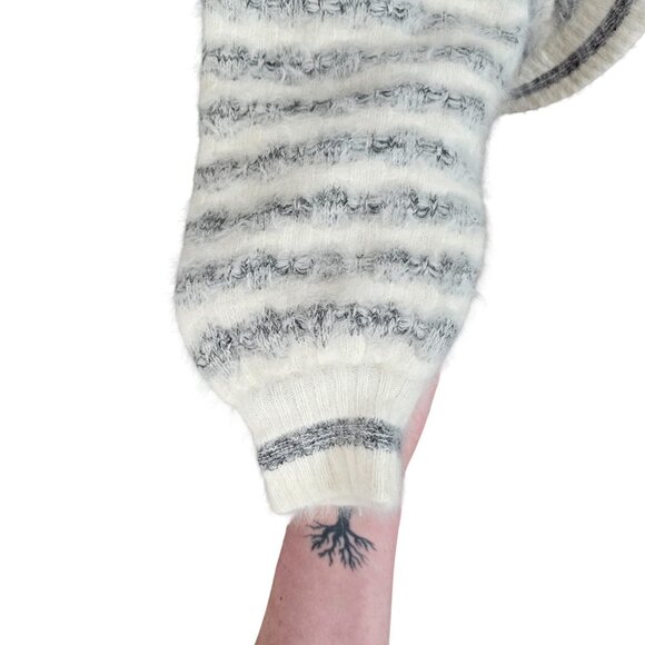 Vintage Sun-Wai Angora Black & White Cardigan Sz M - Picture 3 of 9